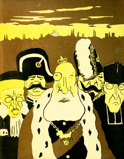 Leopold II Pictured with a Court Judge, Policeman, Military General and Priest, 1904 by Georges d 1878 1937 Ostoya